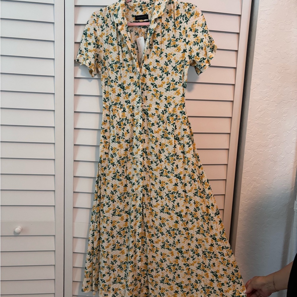 Urban Outfitters Yellow Floral Midi Dress